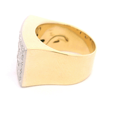 Anillo de dos oros 18K Sello Rectangular con Diamantes