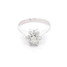 Anillo de Oro Blanco 18K Rosette Rodinado con 7 Diamantes