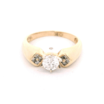 Anillo de Oro Amarillo 14K Cintillo Rombo con Diamantes