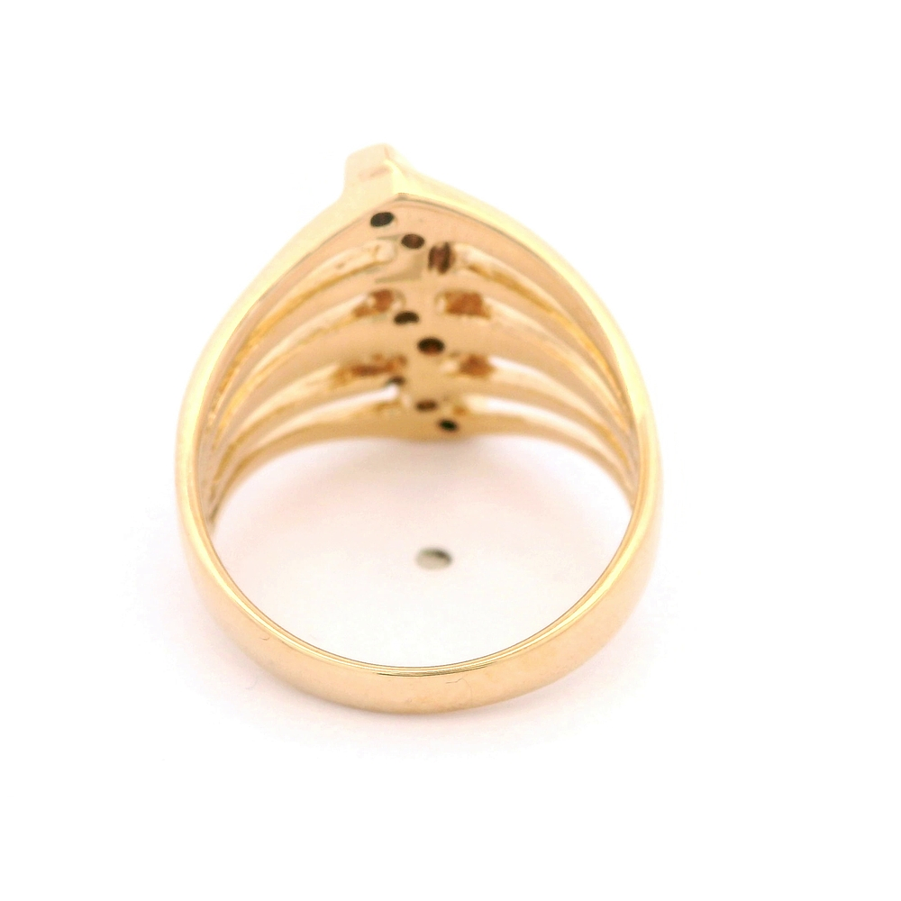 Anillo de Oro Amarillo 18K Calado con 12 Diamantes Redondos