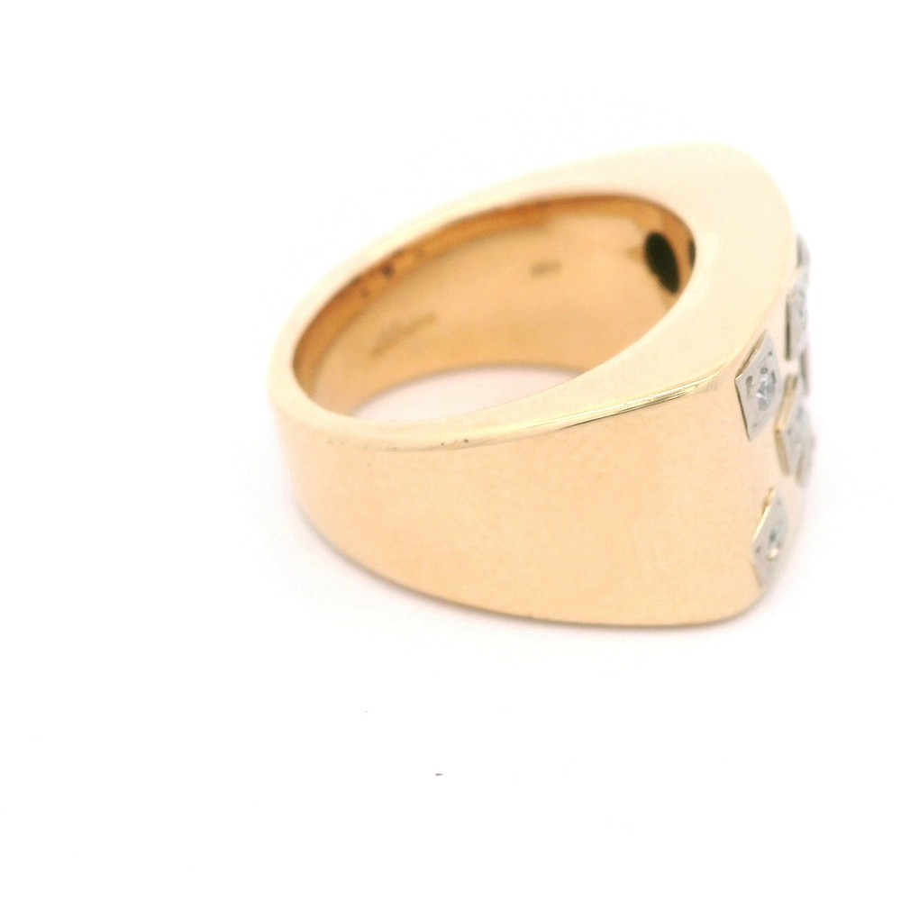 Anillo de Oro Amarillo 18K Sello con Diamantes