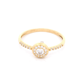 Anillo de Oro Amarillo 18K Cintillo Halo