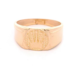 Anillo de Oro Rosado 18K Sello con Corona Central