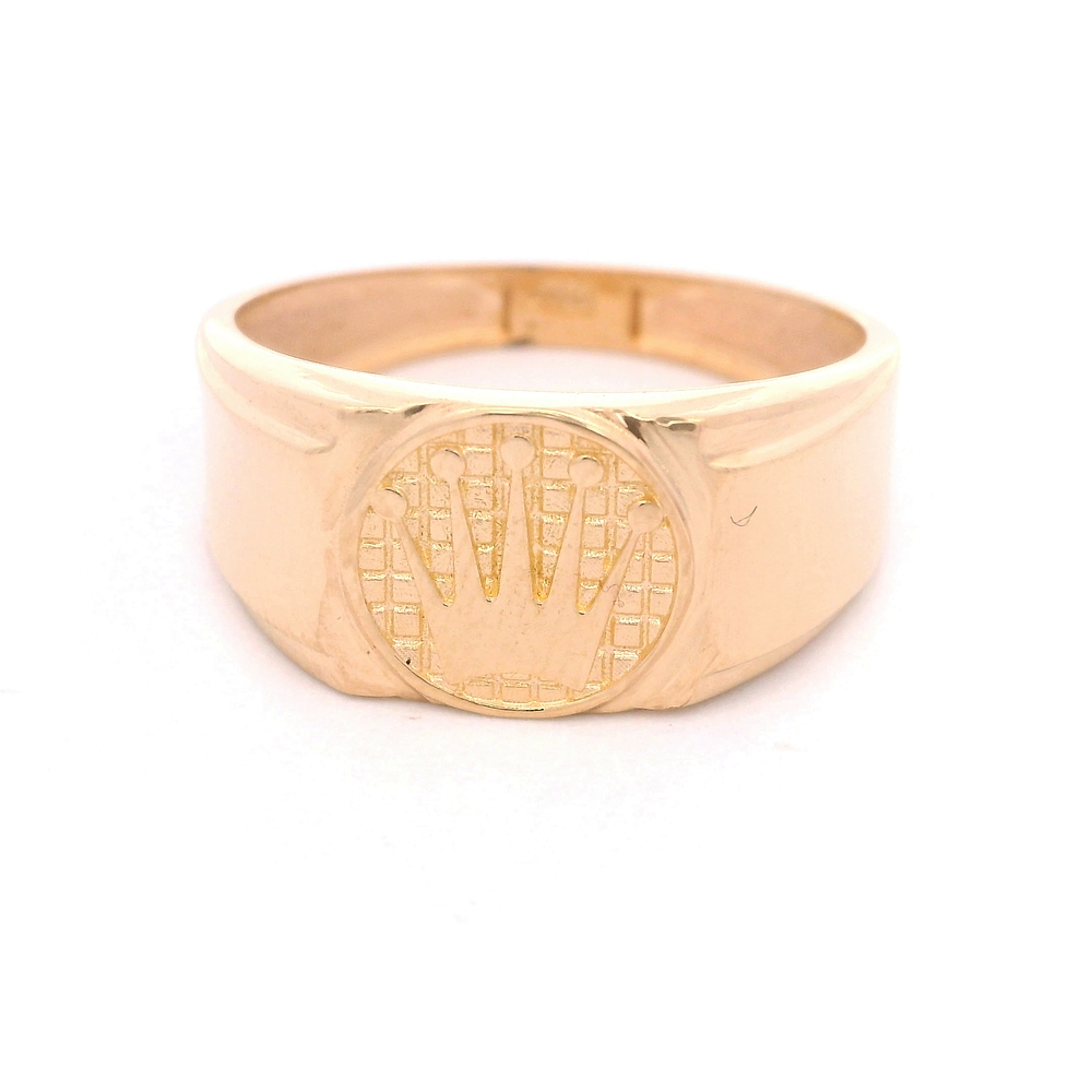 Anillo de Oro Rosado 18K Sello con Corona Central