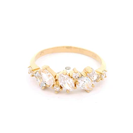 Anillo de Oro Amarillo 18K Cintillo con Piedras Geométricas