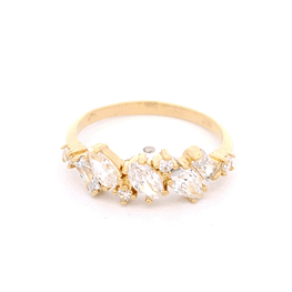 Anillo de Oro Amarillo 18K Cintillo con Piedras Geométricas