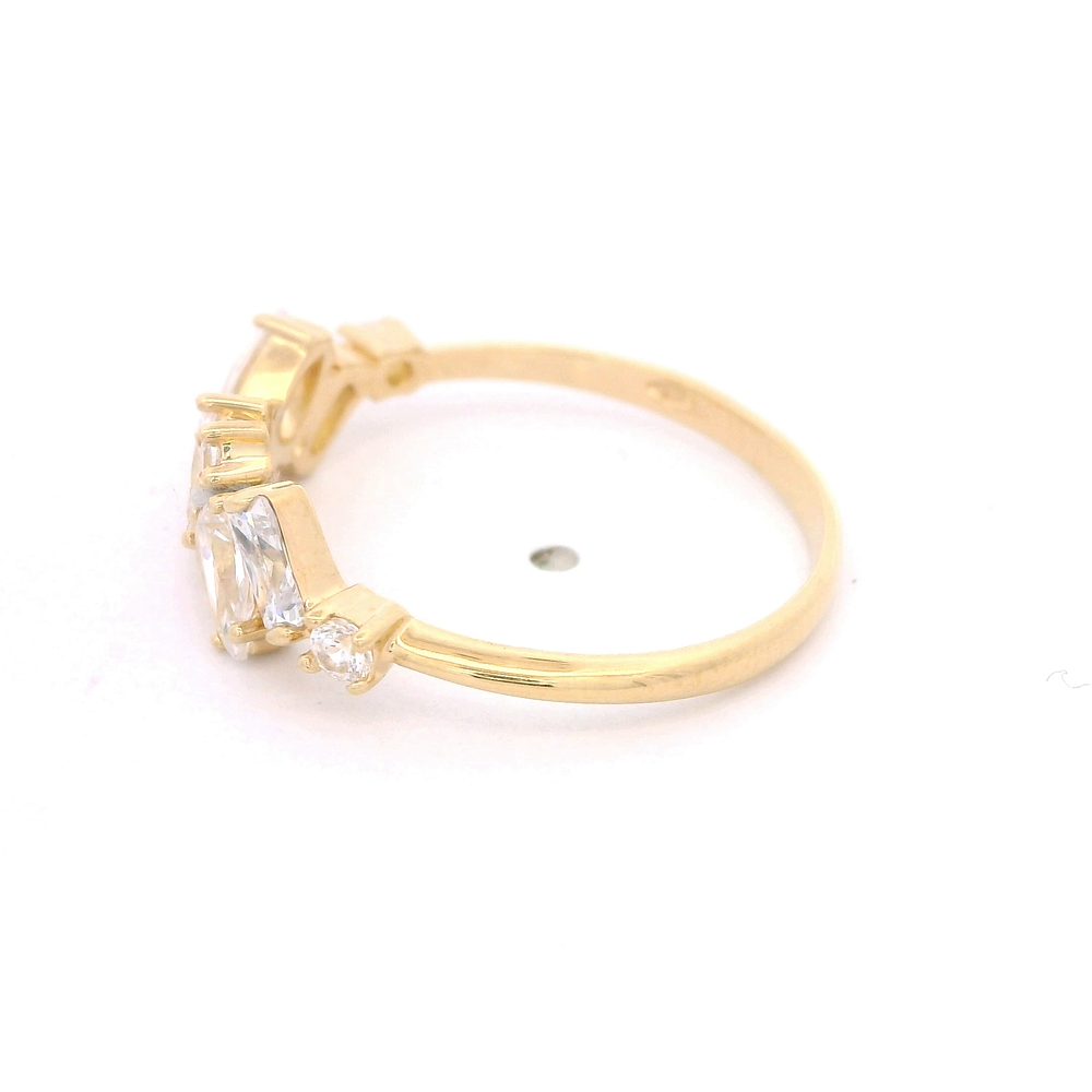 Anillo de Oro Amarillo 18K Cintillo con Piedras Geométricas