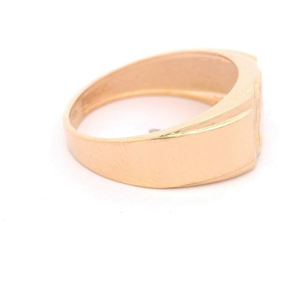 Anillo de Oro Rosado 18K Sello con Corona Central