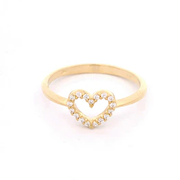Anillo de Oro Amarillo 18K Corazón
