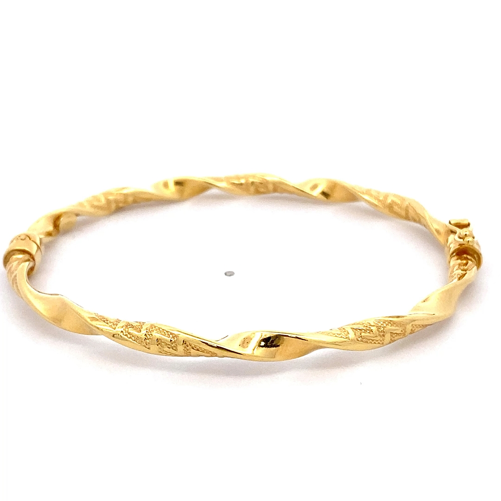 Pulsera de Oro Amarillo 18K Esclava Espiral con Tallado Laberinto