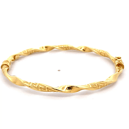 Pulsera de Oro Amarillo 18K Esclava Espiral con Tallado Laberinto