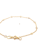 Pulsera de Oro Amarillo 18K Rolo con Puntos de Luz y Dije Corazón