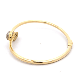 Pulsera de Oro Amarillo 18K Apertura Central con Micropiedras Incoloras
