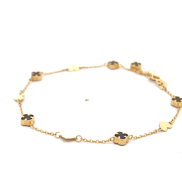 Pulsera de Oro Amarillo 18K Labrada con Flor Trébol
