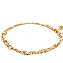 Pulsera de Oro Amarillo 18K Triple Tejidos Labrada, Limada y Rolo con Esferas