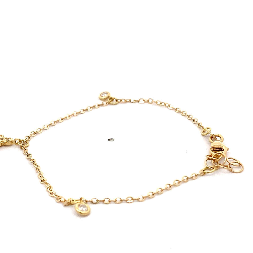Pulsera de Oro Amarillo 18K Labrada con Mariposa y Punto de Luz