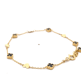 Pulsera de Oro Amarillo 18K Labrada con Flor Trébol