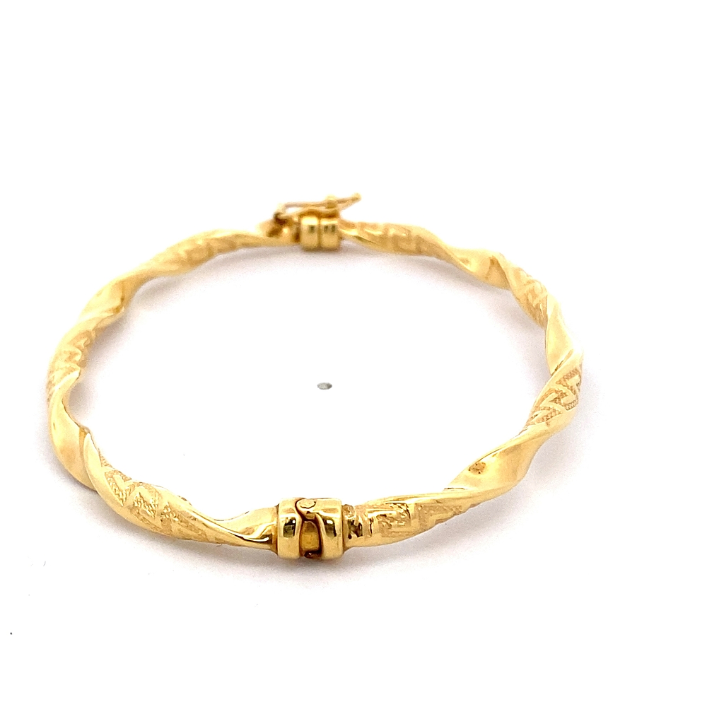 Pulsera de Oro Amarillo 18K Esclava Espiral con Tallado Laberinto
