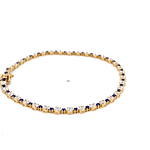 Pulsera de Oro Amarillo 18K Tenis con Piedras Incoloras y Azules