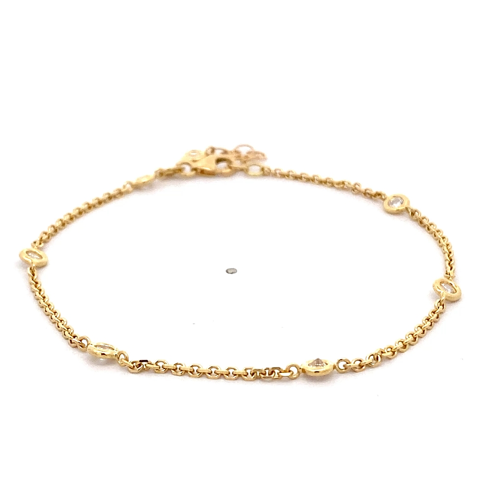 Pulsera de Oro Amarillo 18K Rolo con Puntos de Luz