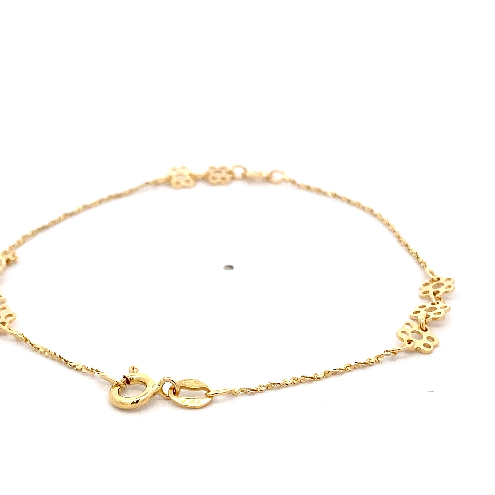 Pulsera de Oro Amarillo 18K Labrada Estampada con Flores Caladas