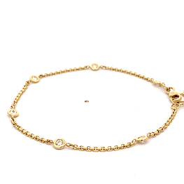 Pulsera de Oro Amarillo 18K Rolo con Puntos de Luz