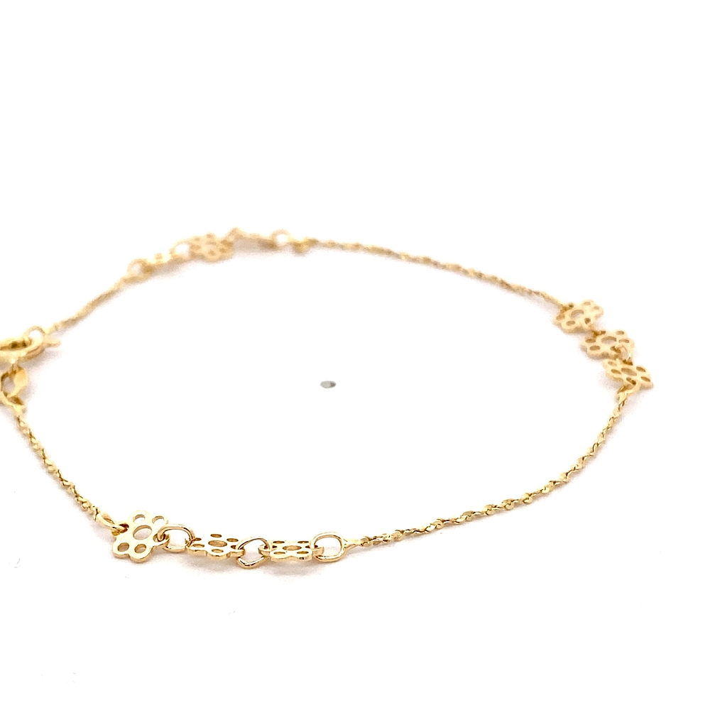 Pulsera de Oro Amarillo 18K Labrada Estampada con Flores Caladas