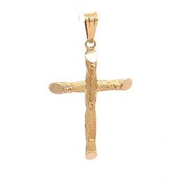 Colgante de Oro Amarillo 18K Cruz Tronco de Arbol