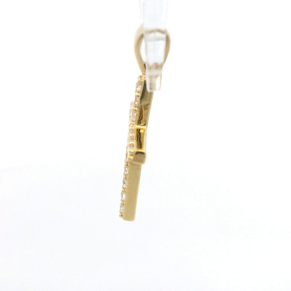 Colgante de Oro Amarillo 18K Cruz con Micropiedras Incoloras