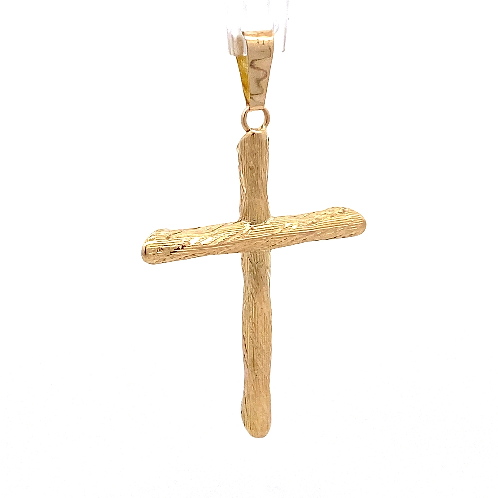 Colgante de Oro Amarillo 18K Cruz Tronco de Arbol