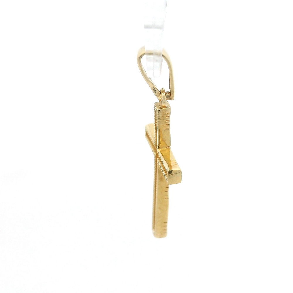 Colgante de Oro Amarillo 18K Cruz con Micropiedras Incoloras