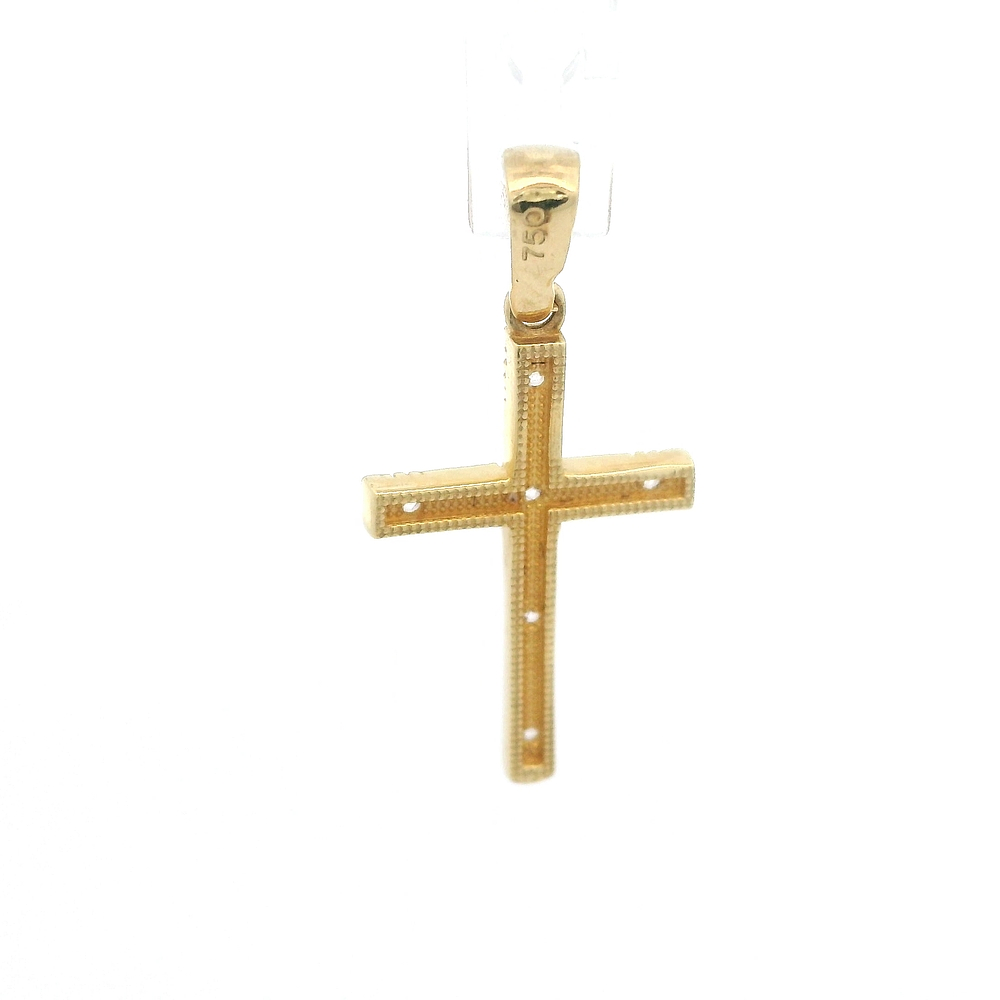 Colgante de Oro Amarillo 18K Cruz con Micropiedras Incoloras