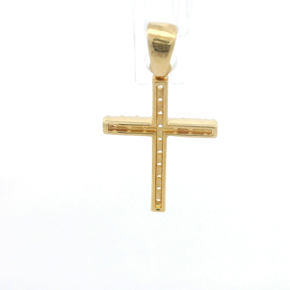 Colgante de Oro Amarillo 18K Cruz con Micropiedras Incoloras