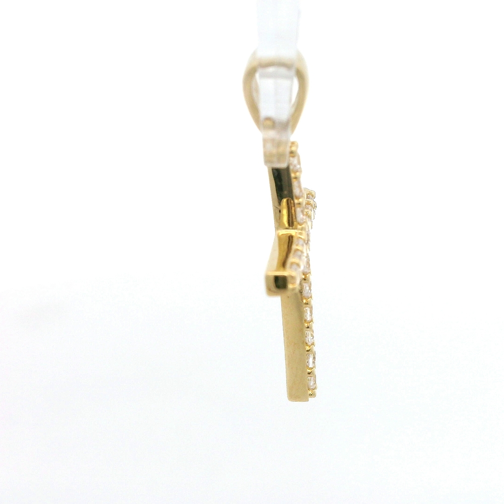 Colgante de Oro Amarillo 18K Cruz con Micropiedras Incoloras