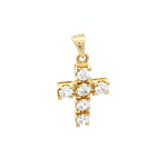Colgante de Oro Amarillo 18K Cruz con Piedras Incoloras