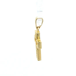 Colgante de Oro Amarillo 18K Cruz Calada con Micropiedra Incolora