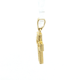 Colgante de Oro Amarillo 18K Cruz Calada con Micropiedra Incolora