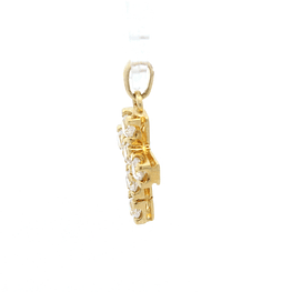 Colgante de Oro Amarillo 18K Cruz con Piedras Incoloras