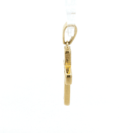 Colgante de Oro Amarillo 18K Cruz Calada con 1 Piedra Incolora