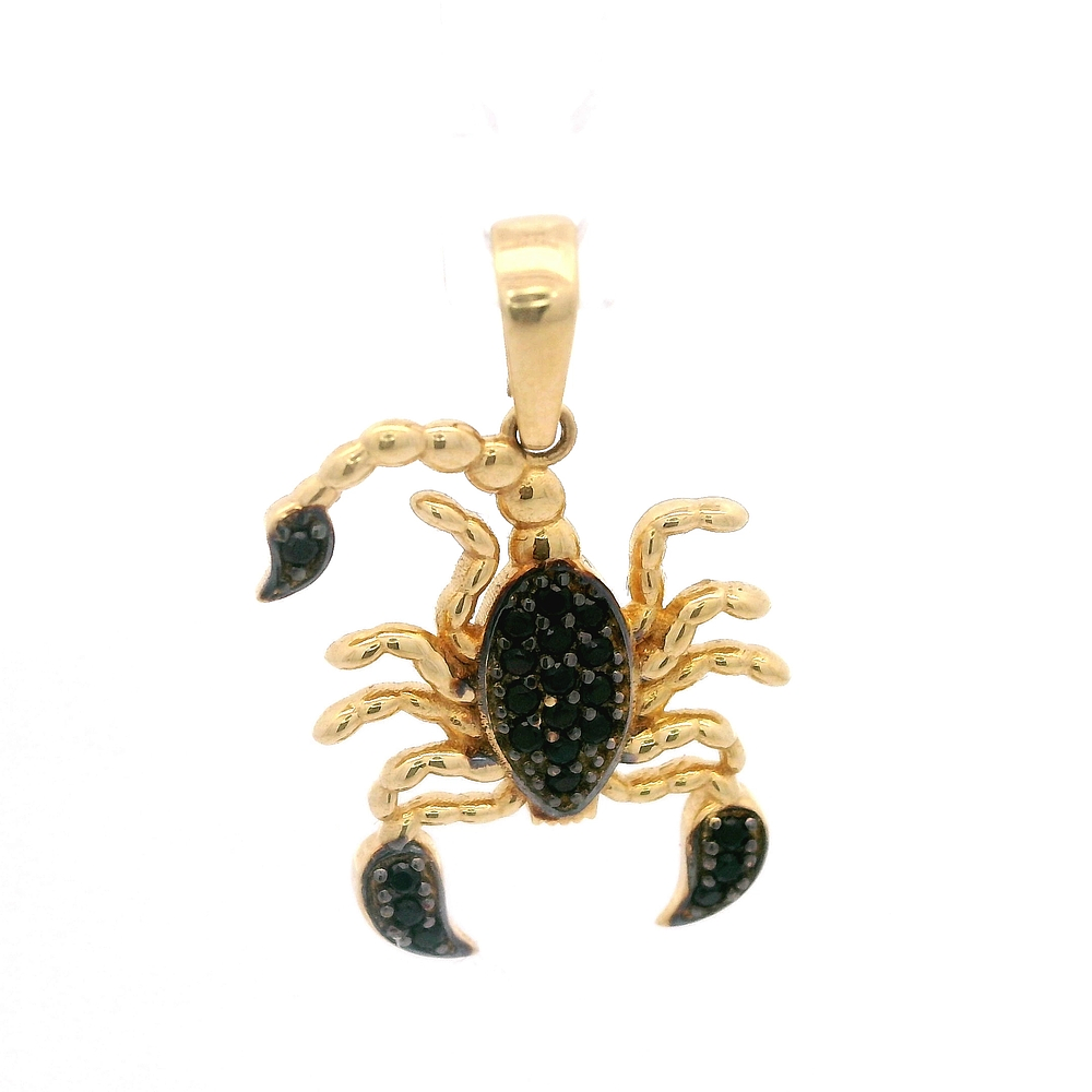 Colgante de Oro Amarillo 18K Escorpión con Piedras Negras