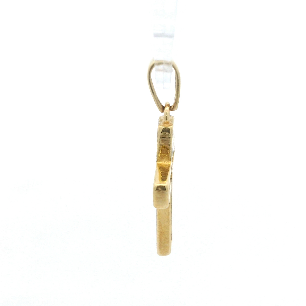 Colgante de Oro Amarillo 18K Cruz Calada con 1 Piedra Incolora