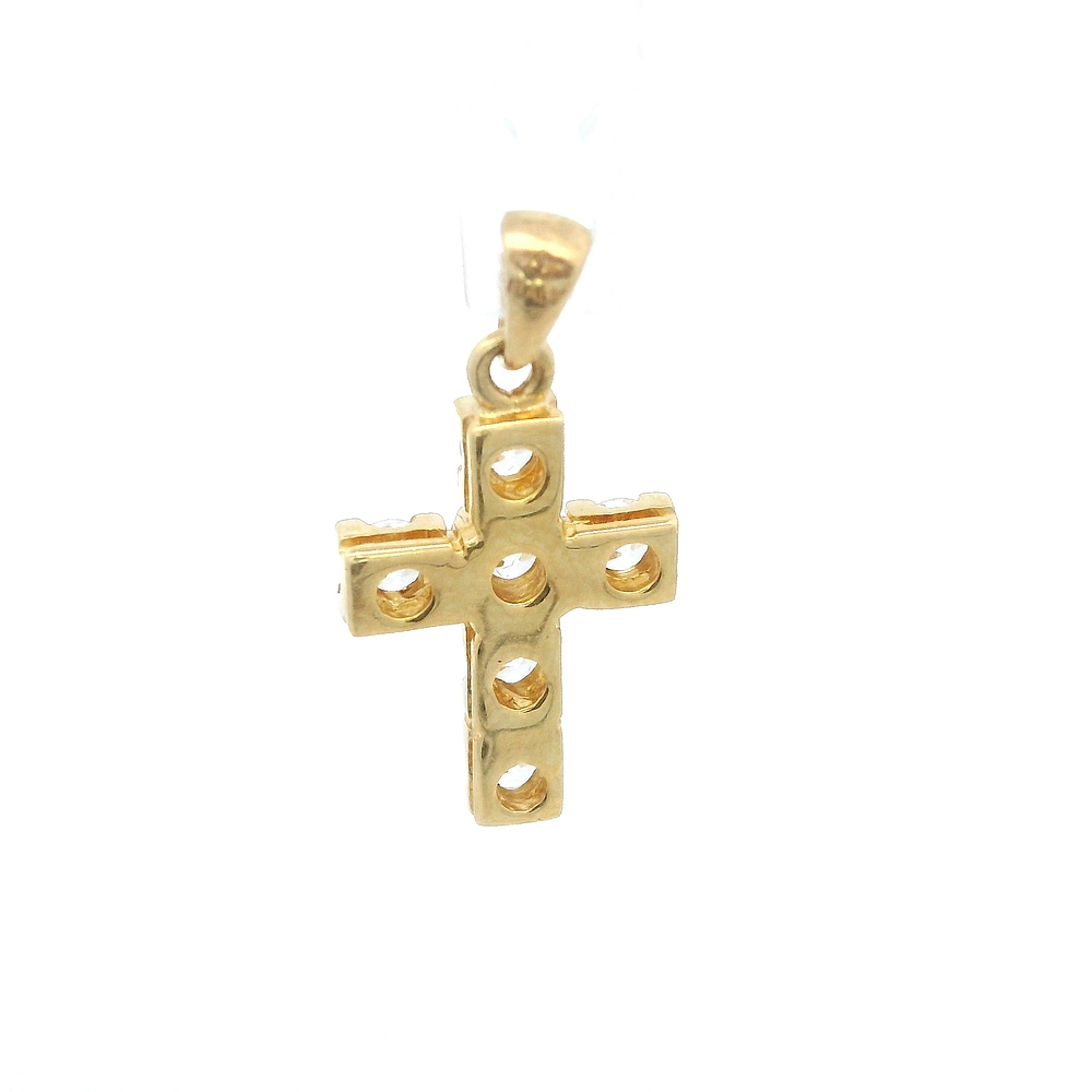 Colgante de Oro Amarillo 18K Cruz con Piedras Incoloras