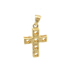 Colgante de Oro Amarillo 18K Cruz con Piedras Incoloras