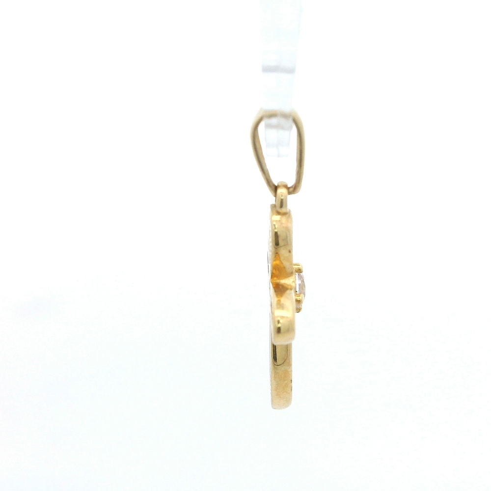 Colgante de Oro Amarillo 18K Cruz Calada con 1 Piedra Incolora