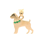 Colgante de Oro Amarillo 18K Perro con Micropiedras Verdes