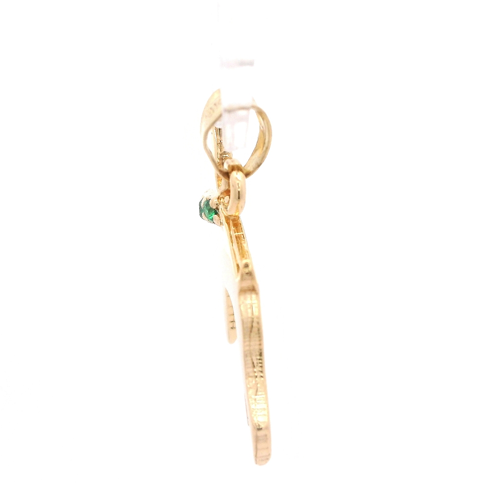 Colgante de Oro Amarillo 18K Perro con Micropiedras Verdes