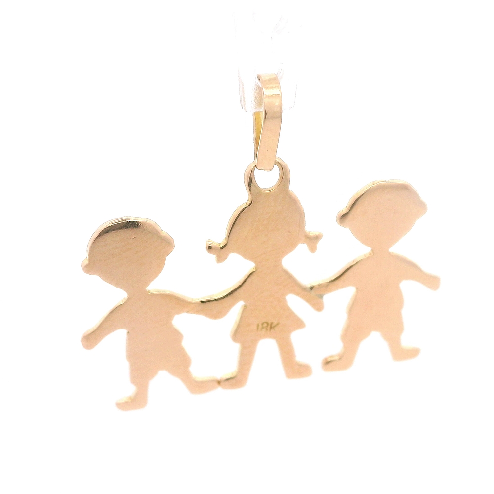 Colgante de Oro Amarillo 18K Niños Tallados con Valier