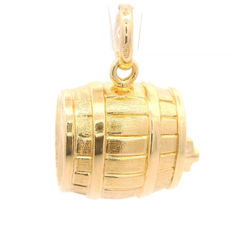 Colgante de Oro Amarillo 18K Barril Tallado Bombe