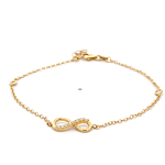Pulsera de Oro Amarillo 18K Labrada con Dije Infinito y Punto de Luz