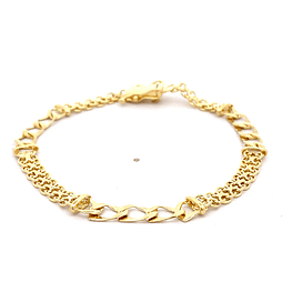 Pulsera de Oro Amarillo 18K Barbada Doble Entrelazada con Barbada Cuadrada